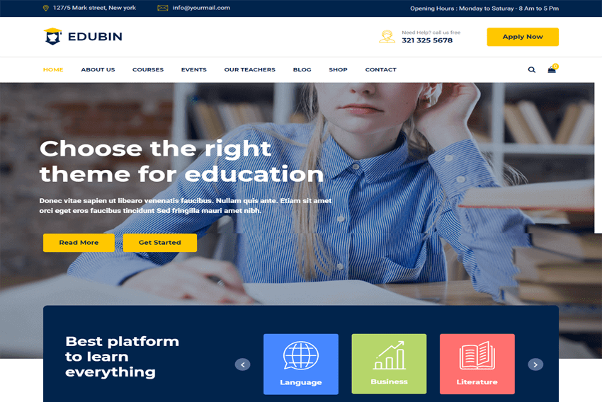 Edubin Education Website HTML Template Free Download